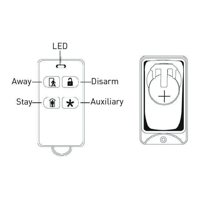 Alt view image 3 of 3 - KEY2-345 4-Button Key Ring Remote | 345 MHz Frequency | Wireless Operation | Key Ring Design | Arm Away & Stay Function | Disarm Control | Panic Activation