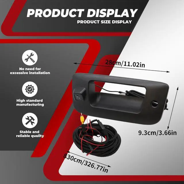 Alt view image 4 of 7 - Rear View Tailgate Handle Camera Fit 2007-2014 Silverado/Sierra | Fit 2007-2014 1500 2500 HD 3500 HD,22755304,Tailgate Rear View Park Assist Camera,Tailgate Door Handle,Angle 170°
