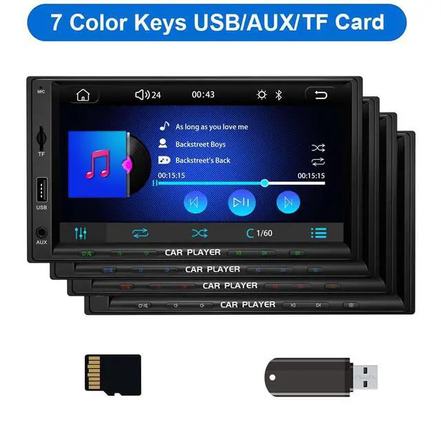 Alt view image 6 of 7 - 7 Inch Double Din Car Stereo with Wireless Apple Carplay & Android Auto Navi Radio Head Unit with Touch Screen Bluetooth AM/FM Receiver/Mirror Link/Backup Camera/TF/AUX/USB Input
