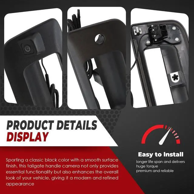 Alt view image 5 of 7 - Rear View Tailgate Handle Camera Fit 2007-2014 Silverado/Sierra | Fit 2007-2014 1500 2500 HD 3500 HD,22755304,Tailgate Rear View Park Assist Camera,Tailgate Door Handle,Angle 170°
