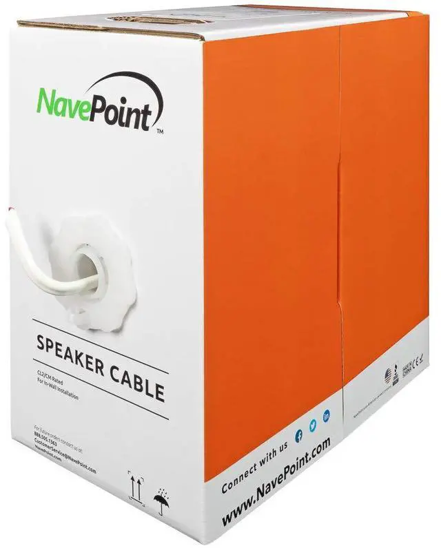 Main image of 500ft in Wall Audio Speaker Cable Wire CL2 18/2 AWG Gauge 2 Conductor Bulk White