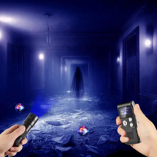 Alt view image 7 of 7 - 4 Pcs Ghost Hunting Equipment Kit,Portable | 1 Evp Voice Recorder 8 Gb, 1 UV Flashlight, 2 LED Light up Cat Ball, Ghost Investigation Paranormal Equipment for Inspection