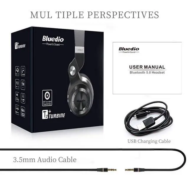 Alt view image 6 of 6 - T2 Plus Turbine Wireless Bluetooth Headphones with Mic/Micro SD Card Slot/FM Radio (Black)