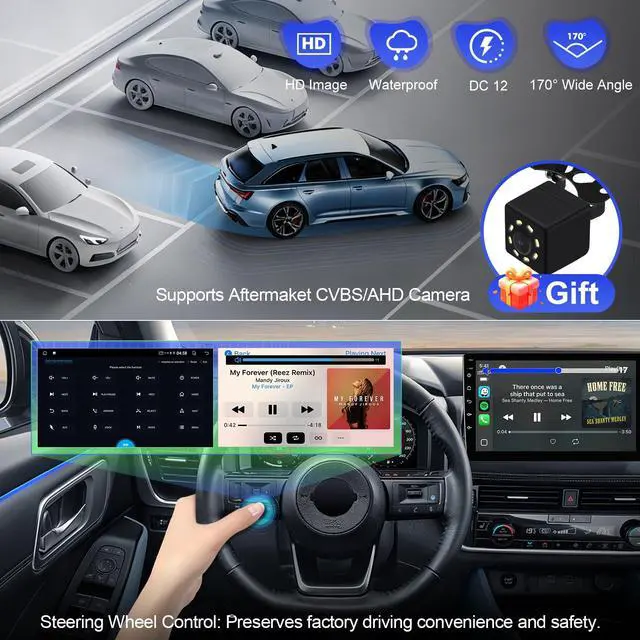 Alt view image 4 of 6 - Linux Double Din Car Stereo for Nissan Frontier Xterra 2009-2012 with 9 Inch Touchscreen Radio Built-in Wireless Carplay/Android Auto/Bluetooth/FM/AUX-in/Steering Wheel Controls/Backup Camera