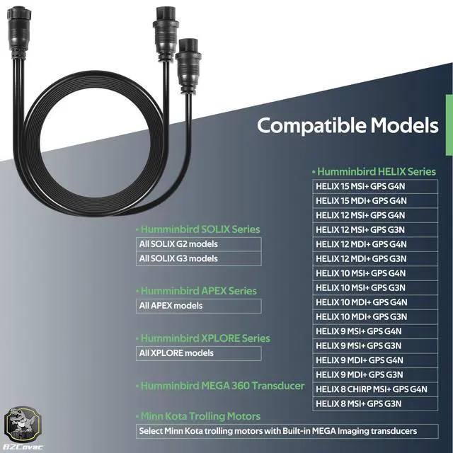 Alt view image 3 of 7 - 720108-1 14 M360 2DDI Y Transducer Adapter Cable, Compatible with Humminbird MEGA 360 and 2D/MDI Transducers, 14-Pin Y Cable