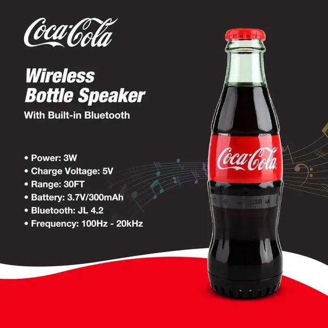 Alt view image 2 of 7 - Official Coca-Cola Bottle Shaped Bluetooth Speaker Portable Wireless Speaker with Bluetooth 5.0, Deep Bass, AUX Input, Long Battery Life Loud HD Sound for Home, Travel, Party & Outdoor Use