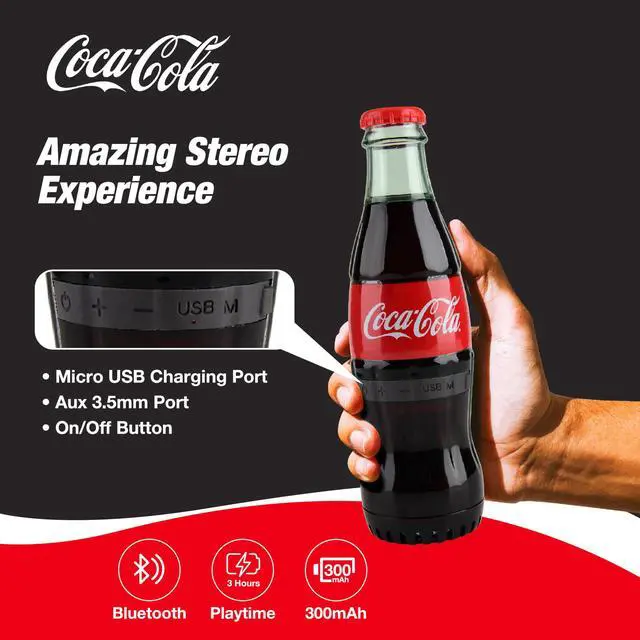 Alt view image 4 of 7 - Official Coca-Cola Bottle Shaped Bluetooth Speaker Portable Wireless Speaker with Bluetooth 5.0, Deep Bass, AUX Input, Long Battery Life Loud HD Sound for Home, Travel, Party & Outdoor Use