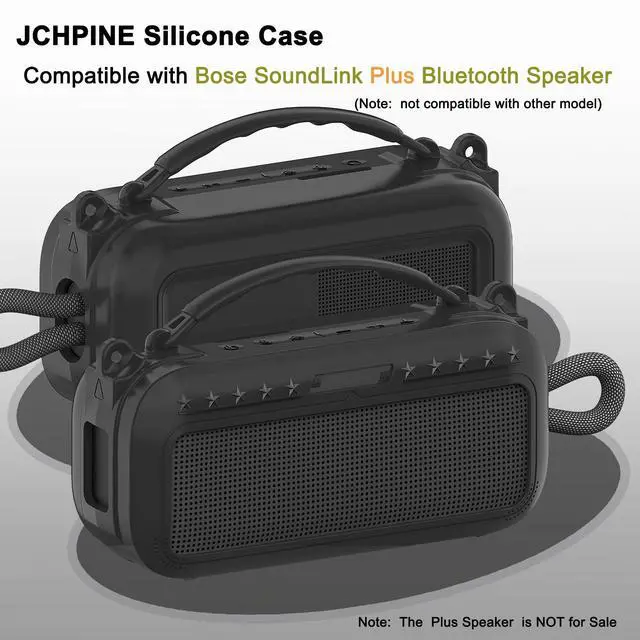 Alt view image 4 of 7 - Silicone Cover and Carrying Case for Bose SoundLink Plus Speaker | Protective Cases with Handle and Shoulder Strap, Soft Silicone Cover and Hard Travel Case (Black)
