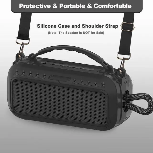 Alt view image 5 of 7 - Silicone Cover and Carrying Case for Bose SoundLink Plus Speaker | Protective Cases with Handle and Shoulder Strap, Soft Silicone Cover and Hard Travel Case (Black)