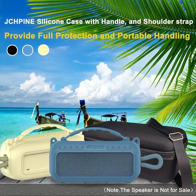 Alt view image 6 of 7 - Silicone Cover and Carrying Case for Bose SoundLink Plus Speaker | Protective Cases with Handle and Shoulder Strap, Soft Silicone Cover and Hard Travel Case (Black)
