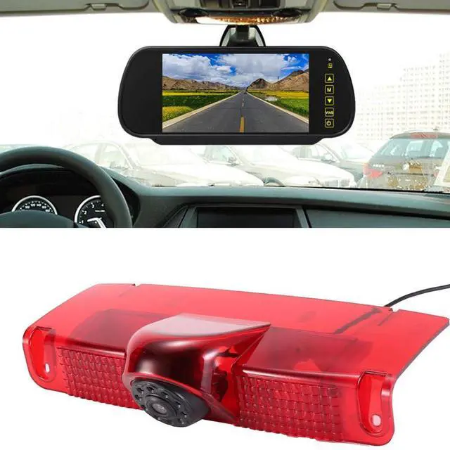 Main image of Car Third Roof Top Mount Brake Lamp Light Rear View Reverse Parking Camera,Replacement for Chevrolet Express GMC Chevy Savana Exporer Vans Cargo Van 2003-2018(with 7 inch Rear View Mirror)