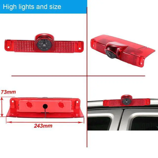 Alt view image 3 of 7 - Car Third Roof Top Mount Brake Lamp Light Rear View Reverse Parking Camera,Replacement for Chevrolet Express GMC Chevy Savana Exporer Vans Cargo Van 2003-2018(with 7 inch Rear View Mirror)