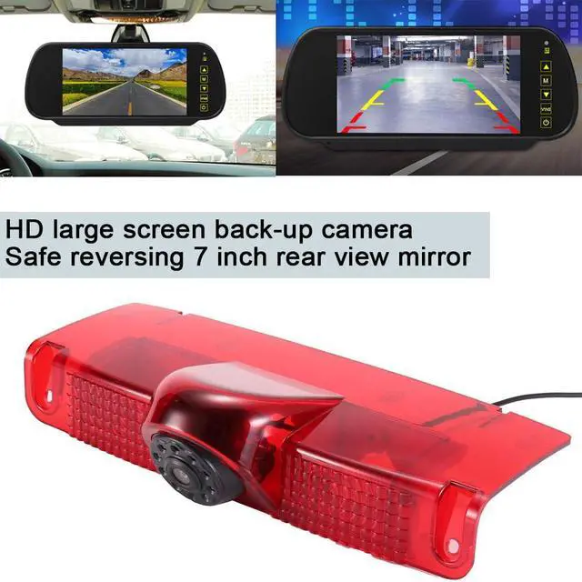 Alt view image 7 of 7 - Car Third Roof Top Mount Brake Lamp Light Rear View Reverse Parking Camera,Replacement for Chevrolet Express GMC Chevy Savana Exporer Vans Cargo Van 2003-2018(with 7 inch Rear View Mirror)