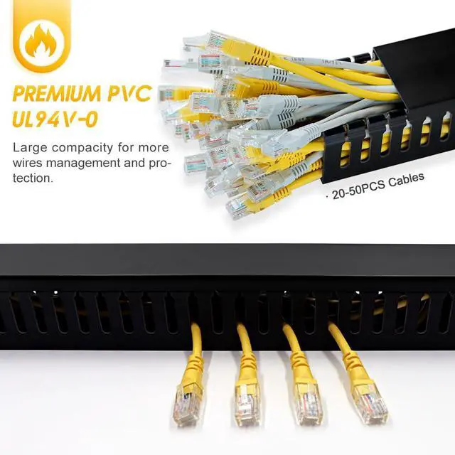 Alt view image 3 of 6 - Cable Raceway, 95" Open Slot Cable Management Kit with Upgraded Snap Structure,Wire Cover Cord Hider for Under Desk&Industrial Network/PC/TVs- 23.6" X 1.97" X 2.4" X 4PCS (LWH,Black)