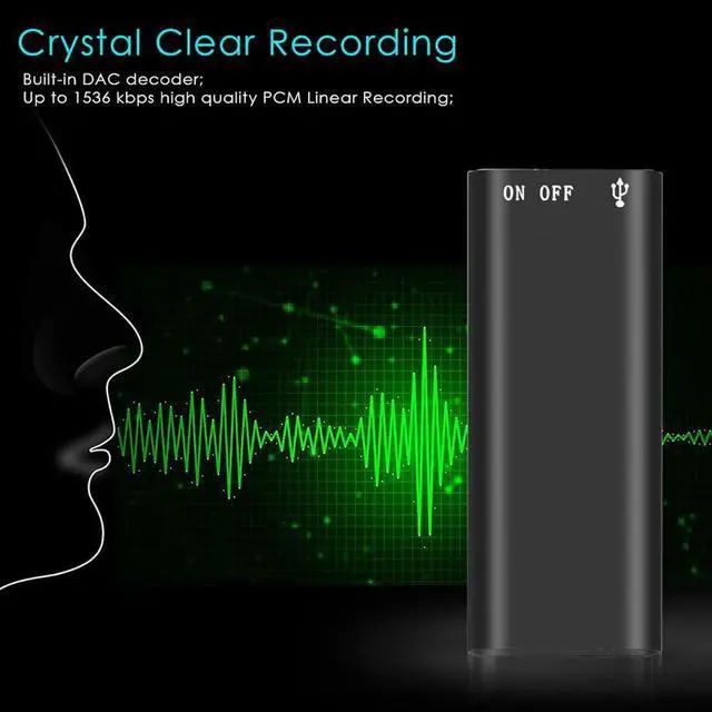 Alt view image 3 of 6 - Digital Voice Recorder 16GB - Noise Reduction Audio Recorder with Playback | Mini USB Audio Recorder with MP3 Player Function,for Lecture, Meeting, Interview, Dictation