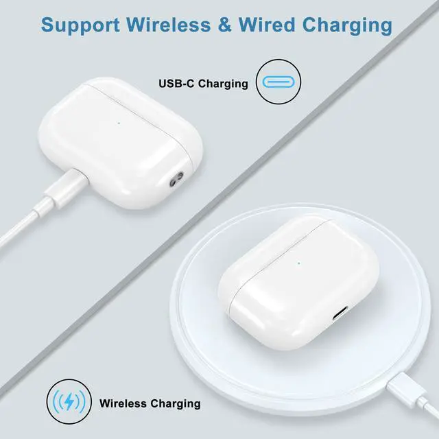 Alt view image 3 of 7 - for AirPods Pro 1st & 2nd Generation Wireless Charging CaseNo Earbuds | Replacement for air pods Pro 1st 2nd Generation Charger Cases,Support to Bluetooth Sync Pairing, Rear Button,White