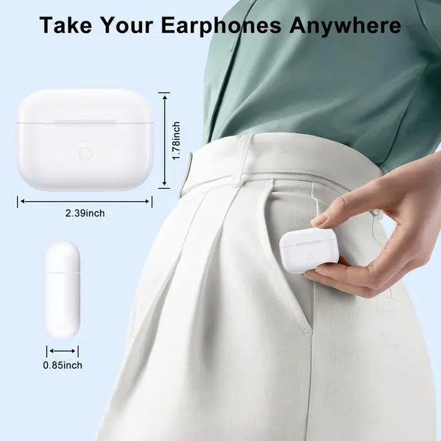 Alt view image 4 of 7 - for AirPods Pro 1st & 2nd Generation Wireless Charging CaseNo Earbuds | Replacement for air pods Pro 1st 2nd Generation Charger Cases,Support to Bluetooth Sync Pairing, Rear Button,White