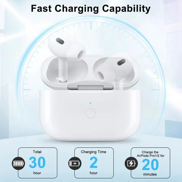 Alt view image 5 of 7 - for AirPods Pro 1st & 2nd Generation Wireless Charging CaseNo Earbuds | Replacement for air pods Pro 1st 2nd Generation Charger Cases,Support to Bluetooth Sync Pairing, Rear Button,White