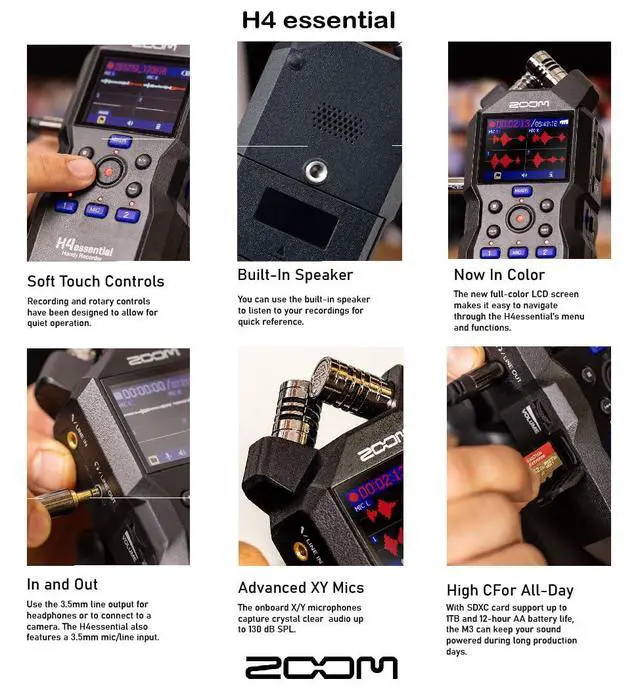 Alt view image 4 of 7 - H4essential Handy Recorder Bundle with 32GB Memory Card, Over-Ear Stereo Headphones, 4 AA Batteries & White Charger, and Accessories