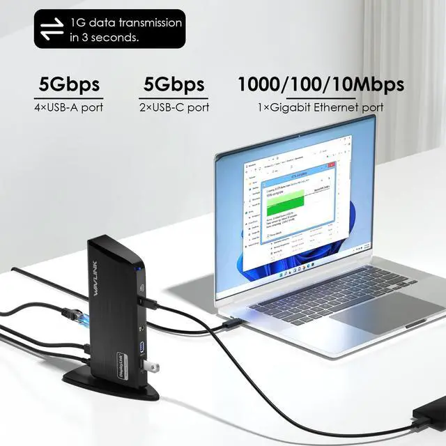 Alt view image 4 of 7 - Displaylink Docking Station, 12-in-1 Triple Monitor Docking Station | 4K HDMI, 2K HDMI, 2K DVI, Gigabit Ethernet, 6X 5Gbps USB A/C, Audio for Mac (DisplayLink Driver Required)/Windows/Chrome