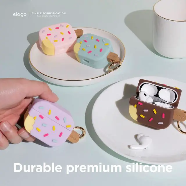 Alt view image 5 of 7 - Ice Cream Case for AirPods Pro 2 | Carabiner Included, Supports Wireless Charging, Full Protection (Blueberry)