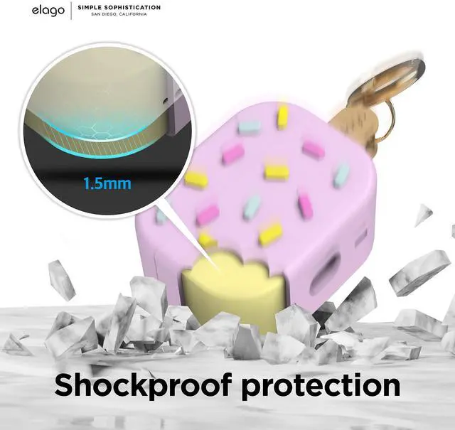 Alt view image 6 of 7 - Ice Cream Case for AirPods Pro 2 | Carabiner Included, Supports Wireless Charging, Full Protection (Blueberry)