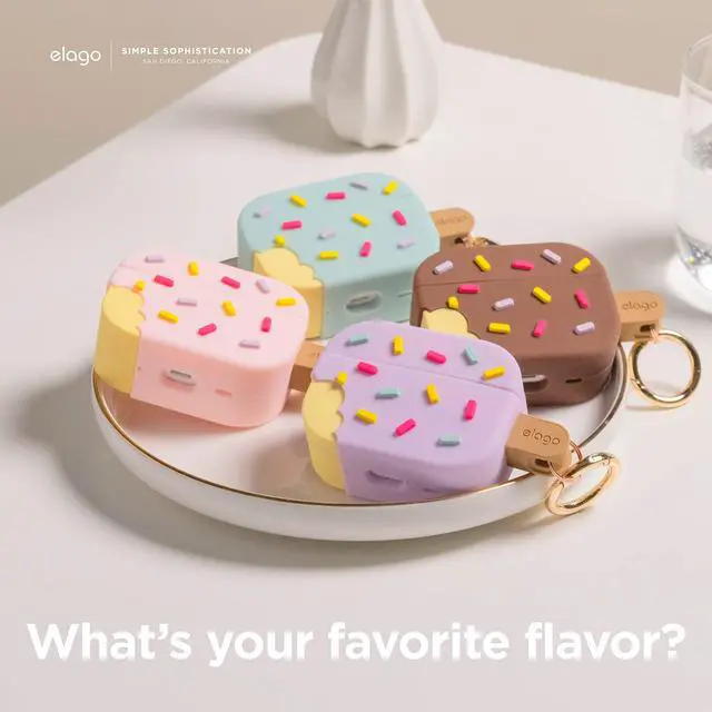 Alt view image 7 of 7 - Ice Cream Case for AirPods Pro 2 | Carabiner Included, Supports Wireless Charging, Full Protection (Blueberry)