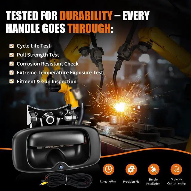 Alt view image 6 of 7 - Metal Tailgate Handle Backup Camera for 1999-06 Chevy Silverado GMC Sierra | Tail gate Latch with Bezel Trim Rod Clips, 170° Wide-angle Night Vision Waterproof Rear View Camera OE# 15228539