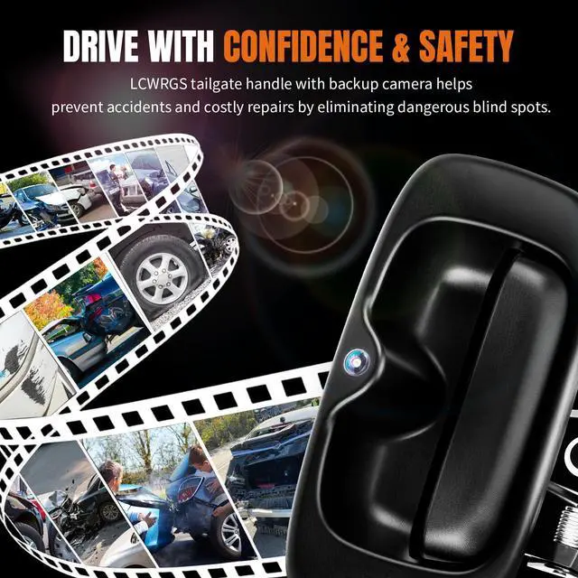Alt view image 7 of 7 - Metal Tailgate Handle Backup Camera for 1999-06 Chevy Silverado GMC Sierra | Tail gate Latch with Bezel Trim Rod Clips, 170° Wide-angle Night Vision Waterproof Rear View Camera OE# 15228539