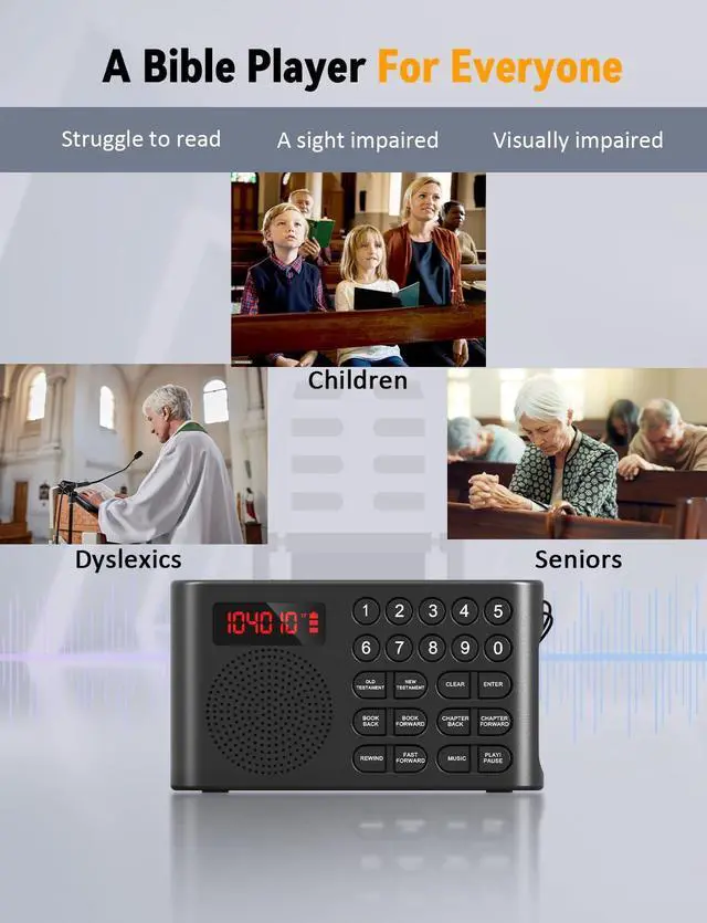 Alt view image 6 of 6 - KJV Audio Bible Player, King James Version Electronic Bible, Electronic Holy Bible Audio Player for Seniors Elderly, Visually Impaired, Dyslexics, Non-Readers - KJV (King James Version)