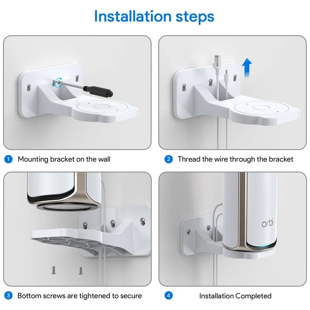 Alt view image 7 of 7 - Wall Mount Holder for Netgear Orbi WiFi 7 Router, 1-Pack Fits Orbi 970 870 770 Series & Nighthawk WiFi 7 Mesh System, Secure Router Shelf to Save Space & Boost Signal (RBEWMB-10000S)