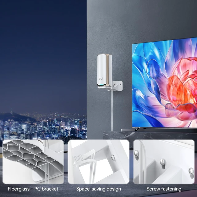 Alt view image 6 of 7 - Wall Mount Holder for Netgear Orbi WiFi 7 Router, 1-Pack Fits Orbi 970 870 770 Series & Nighthawk WiFi 7 Mesh System, Secure Router Shelf to Save Space & Boost Signal (RBEWMB-10000S)