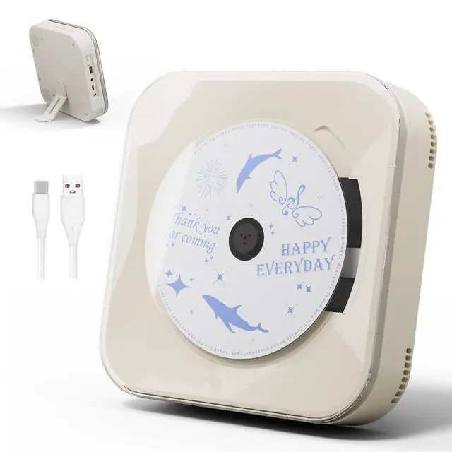 Main image of Off White Audio CD Player with Speakers for Home Decor (CD909)