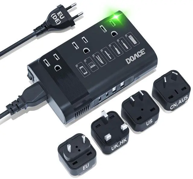 Main image of Voltage Converter US to Europe, 350W Converter for European Travel for Curling Iron and Hair Straighteners, 220V to 110V Converter Plug Adapter with 2 USB A & 2 USB C Ports
