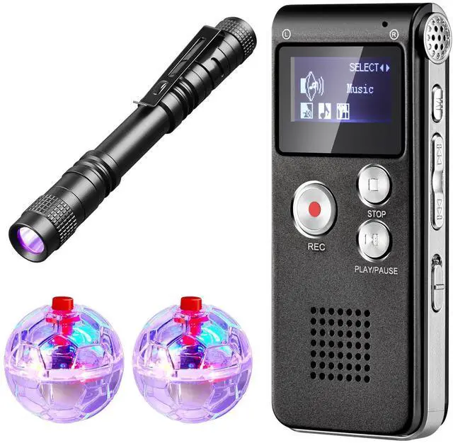 Main image of 4 Pcs Ghost Hunting Equipment Kit,Black,Fashion | 1 Evp Voice Recorder 8 Gb, 1 UV Flashlight, 2 LED Light up Cat Ball, Ghost Investigation Paranormal Equipment for Inspection