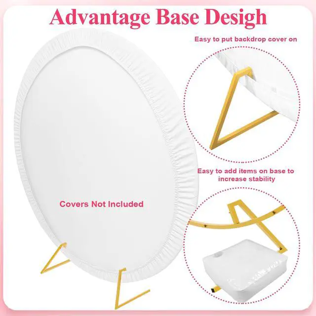 Alt view image 3 of 7 - Round Backdrop Stand 7.2FT Gold Metal Circle Balloon Arch Frame | Metal Circle Backdrop Stand Gold Round Arch for Wedding Birthday Party Bridal Baby Shower Anniversary Event Ceremony
