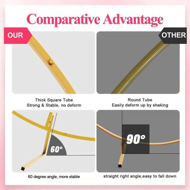 Alt view image 6 of 7 - Round Backdrop Stand 7.2FT Gold Metal Circle Balloon Arch Frame | Metal Circle Backdrop Stand Gold Round Arch for Wedding Birthday Party Bridal Baby Shower Anniversary Event Ceremony