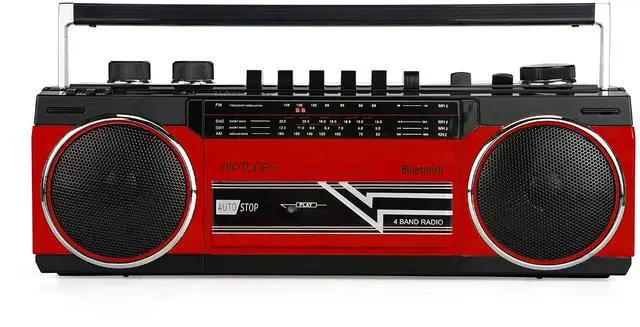 Main image of Cassette Boombox, Retro Blueooth Boombox, Cassette Player and Recorder, AM/FM/SW-1-SW2 Radio-4-Band Radio, USB, and SD, RED