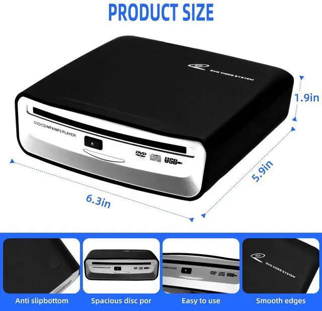 Alt view image 7 of 7 - Car External CD Player, USB/AUX/FM Multi-Connection, Compatible with Car/TV/Mac/Laptops/Desktops/PC, Supports Android 4.4+ Navigation