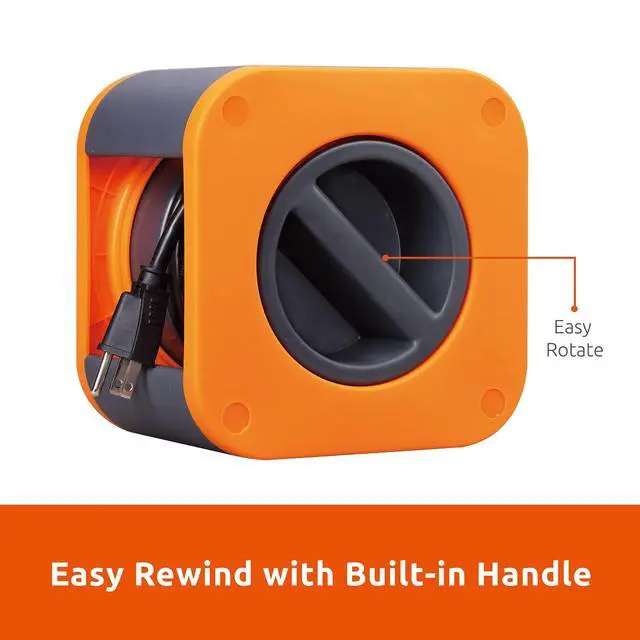 Alt view image 3 of 7 - 25 Ft. Extension Cord Reel, 4 Outlets, 2 USB Ports | 16 AWG SJT cable, 2.4A fast-charge USB, compact storage reel design