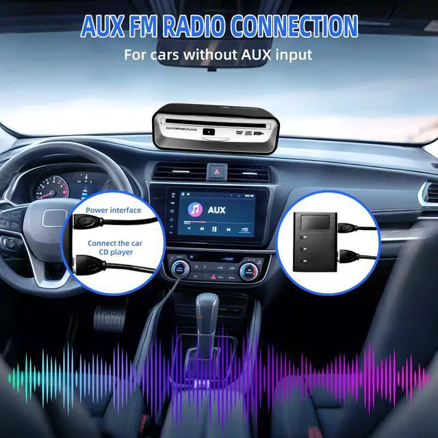 Alt view image 4 of 7 - Car External CD Player, USB/AUX/FM Multi-Connection, Compatible with Car/TV/Mac/Laptops/Desktops/PC, Supports Android 4.4+ Navigation
