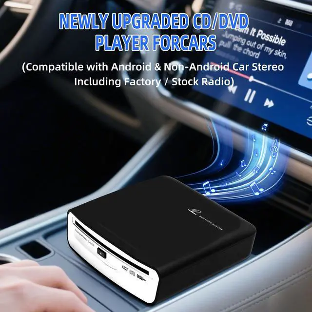 Alt view image 6 of 7 - Car External CD Player, USB/AUX/FM Multi-Connection, Compatible with Car/TV/Mac/Laptops/Desktops/PC, Supports Android 4.4+ Navigation