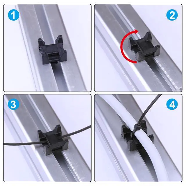 Alt view image 5 of 6 - 25 Pieces Plastic Cable Zip Tie Mounting Blocks, Drop-In Base Mounts for 15 or 40 Series Aluminum T-Slot Extruded Profiles Wire Management