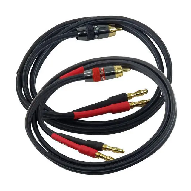 Alt view image 3 of 6 - Male RCA to Banana Plug Speaker Cable Banana Plug to RCA Speaker Cable 12AWG Cables,2Pack (3FT)