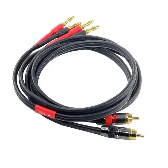 Alt view image 4 of 6 - Male RCA to Banana Plug Speaker Cable Banana Plug to RCA Speaker Cable 12AWG Cables,2Pack (3FT)