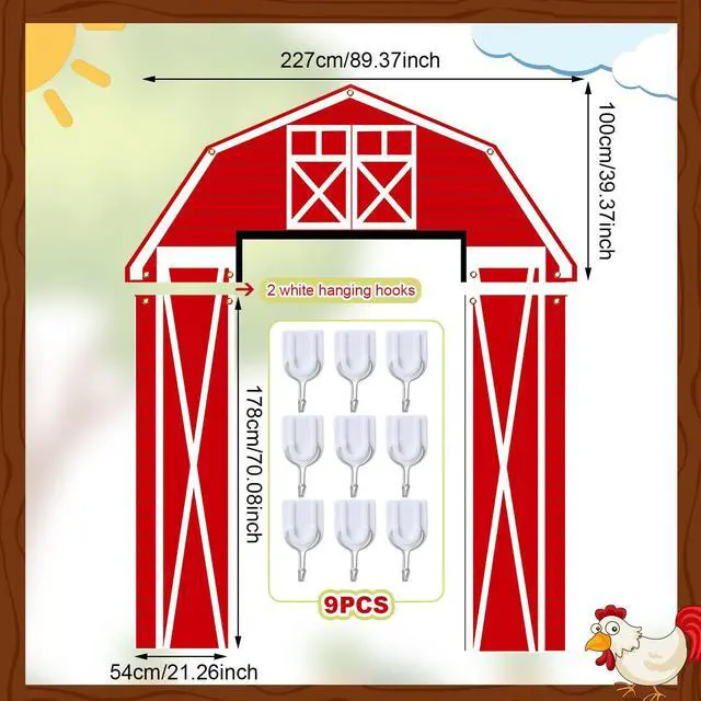 Alt view image 3 of 7 - 3 Pcs Farm Animal Party Decorations Barn Door Banner Barn Door Backdrop Farm Birthday Supplies for Baby Shower Family Reunion Theme Party Supplies Halloween Trunk or Treat Car Decorations