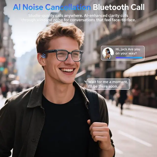Alt view image 4 of 6 - AI Smart Glasses with Camera and Bluetooth, 800W HD Anti-Shake Camera Glasses, 1080P Video Recording, Audio, Translation, GPT Assistant, 290 mAh, AI Glasses for Men Women with Travel & Vlogging