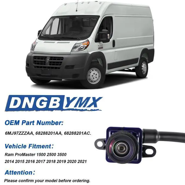 Alt view image 2 of 6 - Backup Camera Compatible with 2014-2021 Ram ProMaster 1500 2500 3500 | Replace# 6MJ97ZZZAA, Rear Parking Assist Camera