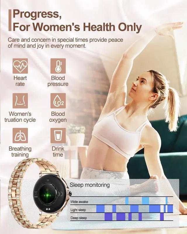 Alt view image 4 of 7 - Smart Watches for Women(Make/Answer Call) with Diamond:1.3" Fitness Tracker Watch for HR/Blood Pressure/SpO2/Sleep Monitor,Digital Running Watches for Women Android/iOS, 2 Straps