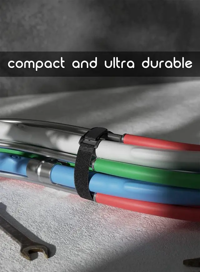 Alt view image 6 of 7 - 24 Pack Cable Straps Reusable Fastening Cinch Straps Wire Loop Ties 12 In | Adjustable Hook And Loop Straps with Buckle Nylon Extend Securing Strap for Extension Cord Wrap, Cable, Hose Organization